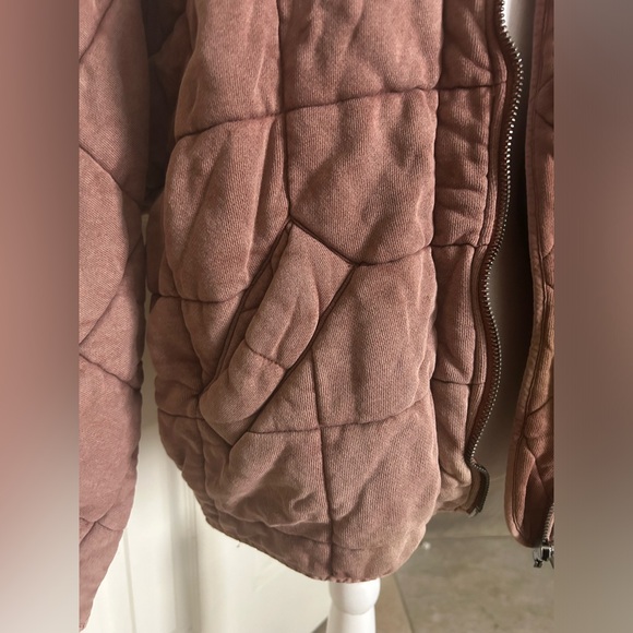 Free People Dolman Quilted Knit Jacket Cherry Cola - Picture 11 of 13
